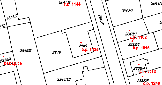 Holešov 1125 na parcele st. 2849 v KÚ Holešov, Katastrální mapa