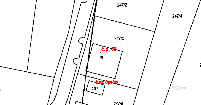 Jetenovice 68, Velký Bor na parcele st. 99 v KÚ Jetenovice, Katastrální mapa