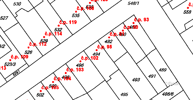 Přerov IV-Kozlovice 95, Přerov na parcele st. 494 v KÚ Kozlovice u Přerova, Katastrální mapa