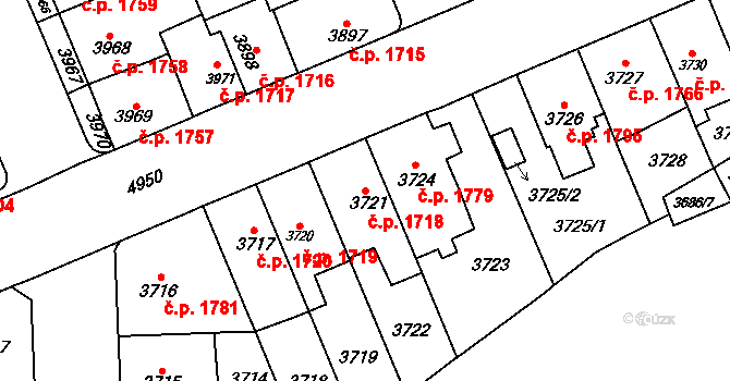 Přerov I-Město 1718, Přerov na parcele st. 3721 v KÚ Přerov, Katastrální mapa