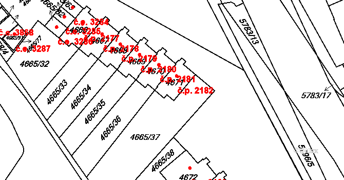 Jihlava 2182 na parcele st. 4671 v KÚ Jihlava, Katastrální mapa