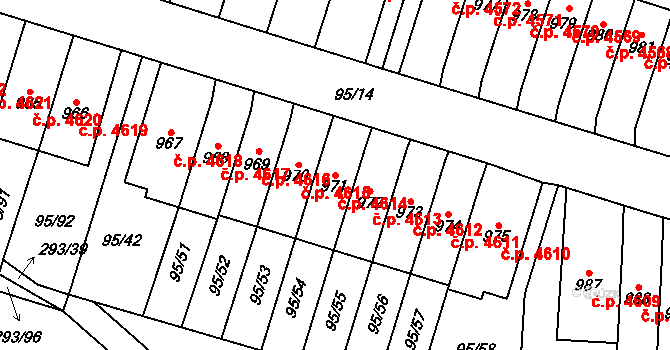 Jihlava 4614 na parcele st. 971 v KÚ Bedřichov u Jihlavy, Katastrální mapa