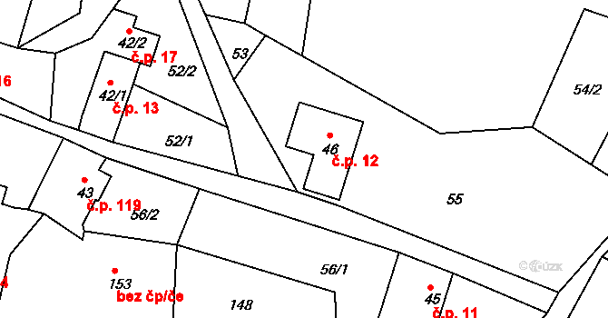 Horní Světlá 12, Mařenice na parcele st. 46 v KÚ Horní Světlá pod Luží, Katastrální mapa