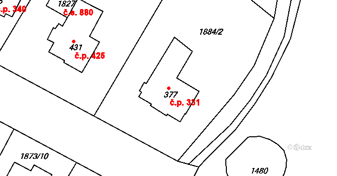 Tišnov 331 na parcele st. 377 v KÚ Tišnov, Katastrální mapa