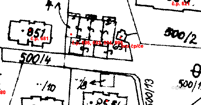 Velvary 693,694,695,696 na parcele st. 787/4 v KÚ Velvary, Katastrální mapa