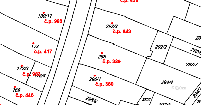 Svatobořice 389, Svatobořice-Mistřín na parcele st. 295 v KÚ Svatobořice, Katastrální mapa