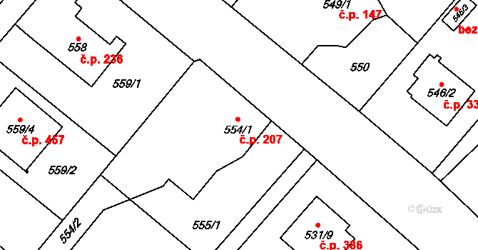 Krmelín 207 na parcele st. 554/1 v KÚ Krmelín, Katastrální mapa