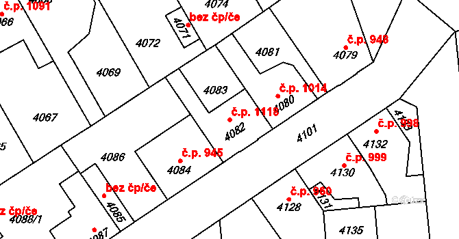Kročehlavy 1118, Kladno na parcele st. 4082 v KÚ Kročehlavy, Katastrální mapa