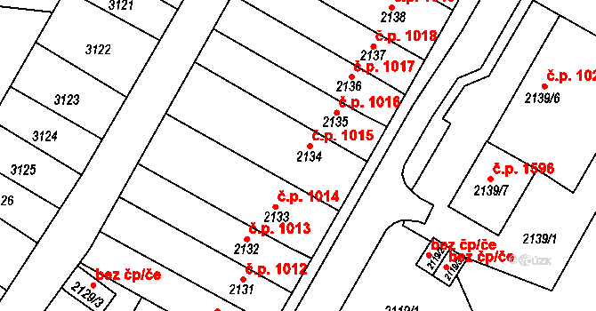Mikulov 1015 na parcele st. 2134 v KÚ Mikulov na Moravě, Katastrální mapa