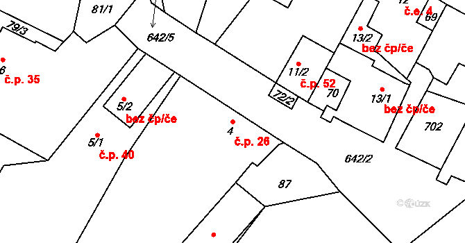 Jištěrpy 26, Chotiněves na parcele st. 4 v KÚ Jištěrpy, Katastrální mapa
