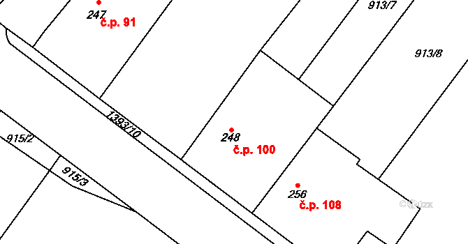 Podhorní Újezd 100, Podhorní Újezd a Vojice na parcele st. 248 v KÚ Podhorní Újezd, Katastrální mapa