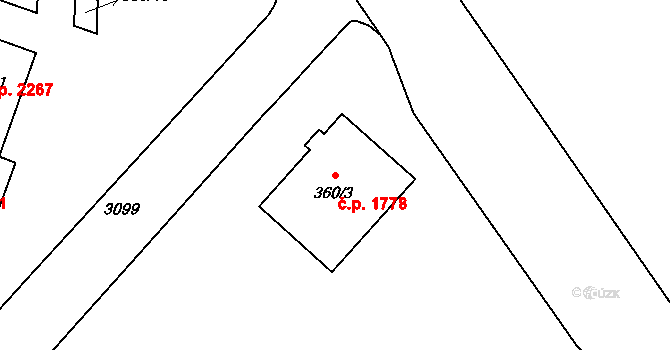 Místek 1778, Frýdek-Místek na parcele st. 360/3 v KÚ Místek, Katastrální mapa
