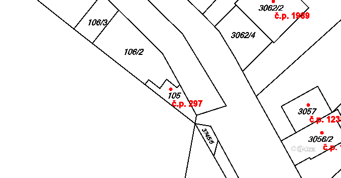 Liboc 297, Praha na parcele st. 105 v KÚ Liboc, Katastrální mapa
