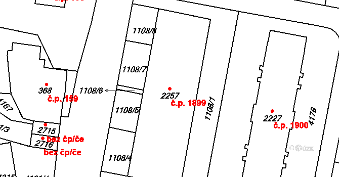 Dvůr Králové nad Labem 1899 na parcele st. 2257 v KÚ Dvůr Králové nad Labem, Katastrální mapa