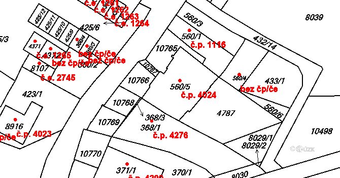 Hodonín 4024 na parcele st. 560/5 v KÚ Hodonín, Katastrální mapa