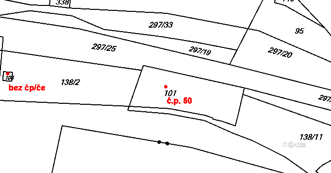 Temný Důl 50, Horní Maršov na parcele st. 101 v KÚ Temný Důl, Katastrální mapa