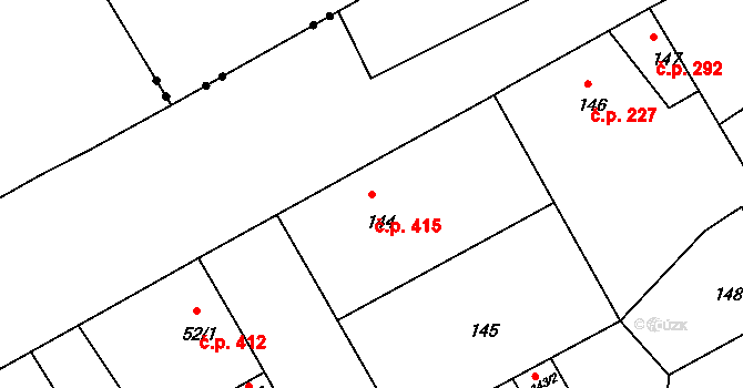 Liberec VII-Horní Růžodol 415, Liberec na parcele st. 144 v KÚ Horní Růžodol, Katastrální mapa