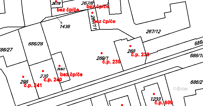 Parník 239, Česká Třebová na parcele st. 269/1 v KÚ Parník, Katastrální mapa