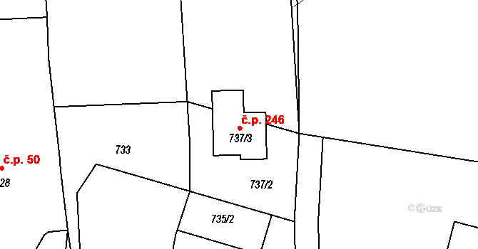Nové Homole 246, Homole na parcele st. 737/3 v KÚ Homole, Katastrální mapa