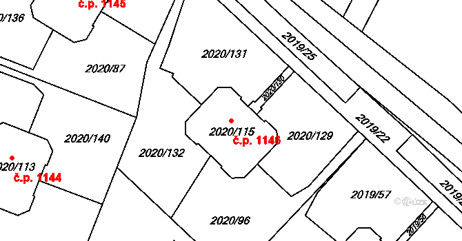 Holice 1146 na parcele st. 2020/115 v KÚ Holice v Čechách, Katastrální mapa