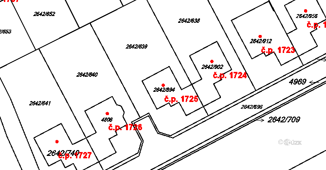 Kuřim 1725 na parcele st. 2642/894 v KÚ Kuřim, Katastrální mapa