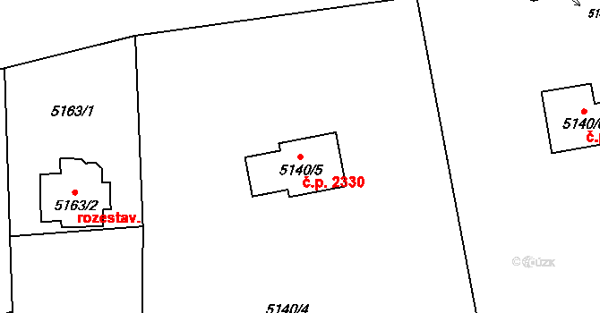 Pod Bezručovým vrchem 2330, Krnov na parcele st. 5140/5 v KÚ Krnov-Horní Předměstí, Katastrální mapa