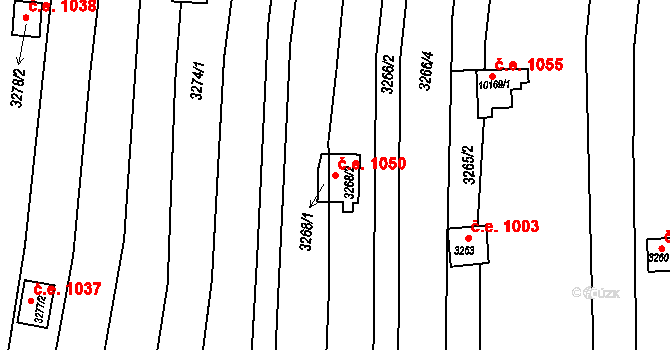 Nivnice 1050 na parcele st. 3268/2 v KÚ Nivnice, Katastrální mapa