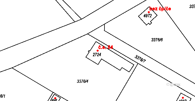 Dvůr Králové nad Labem 54 na parcele st. 2724 v KÚ Dvůr Králové nad Labem, Katastrální mapa