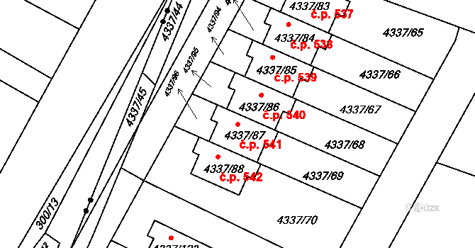 Příbram V-Zdaboř 541, Příbram na parcele st. 4337/87 v KÚ Příbram, Katastrální mapa