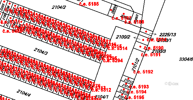 Kadaň 5295 na parcele st. 2203 v KÚ Kadaň, Katastrální mapa