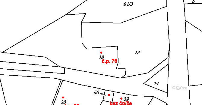 Úborsko 6, Běhařov na parcele st. 18 v KÚ Úborsko, Katastrální mapa