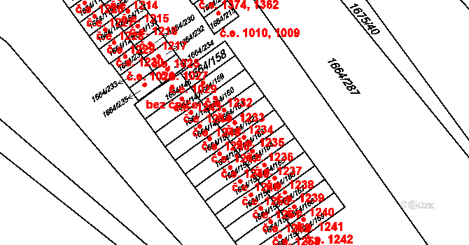 Teplické Předměstí 1235, Bílina na parcele st. 1664/162 v KÚ Bílina, Katastrální mapa