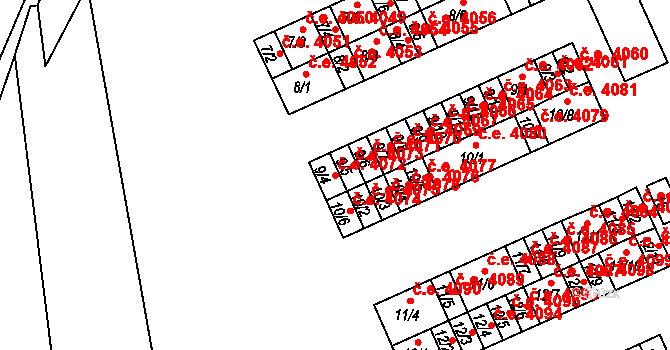 Kadaň 4072 na parcele st. 9/4 v KÚ Bystřice u Kadaně, Katastrální mapa