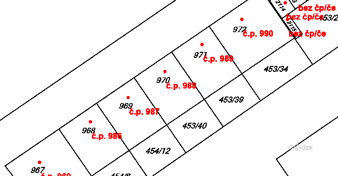 Přívoz 988, Ostrava na parcele st. 970 v KÚ Přívoz, Katastrální mapa