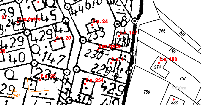 Černíny 38255596 na parcele st. 230 v KÚ Černíny, Katastrální mapa