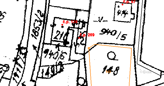 Kašava 269 na parcele st. 216/2 v KÚ Kašava, Katastrální mapa