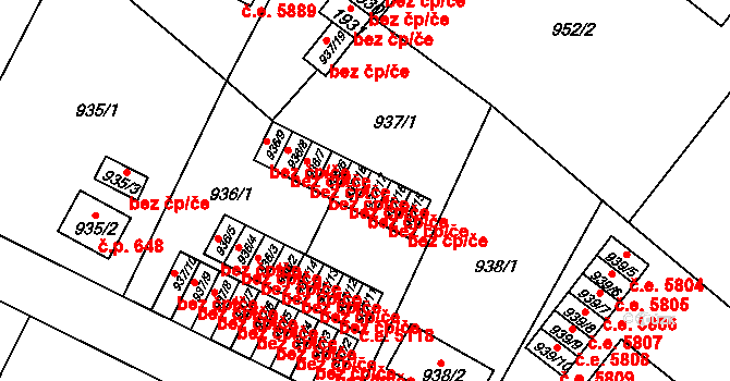 Ústí nad Labem 44729596 na parcele st. 937/17 v KÚ Bukov, Katastrální mapa