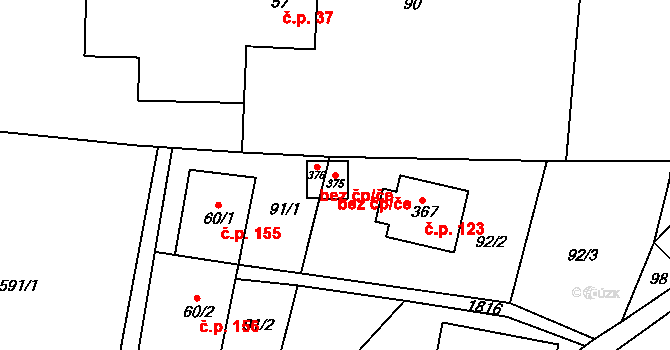 Bozkov 44735596 na parcele st. 375 v KÚ Bozkov, Katastrální mapa