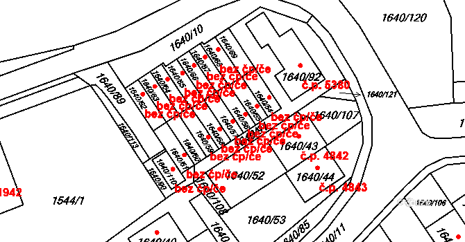 Chomutov 45076596 na parcele st. 1640/57 v KÚ Chomutov I, Katastrální mapa
