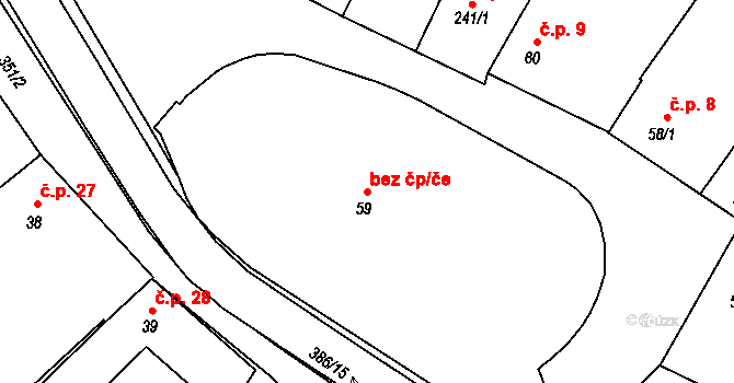 Těšetice 47391596 na parcele st. 59 v KÚ Těšetice u Olomouce, Katastrální mapa