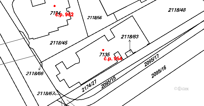 Beroun-Závodí 954, Beroun na parcele st. 7135 v KÚ Beroun, Katastrální mapa