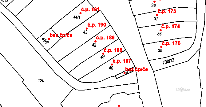 Broumov 188 na parcele st. 41 v KÚ Broumov, Katastrální mapa