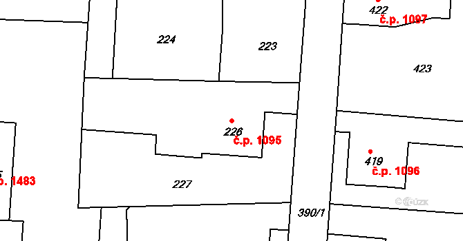 Příbor 1095 na parcele st. 226 v KÚ Klokočov u Příbora, Katastrální mapa