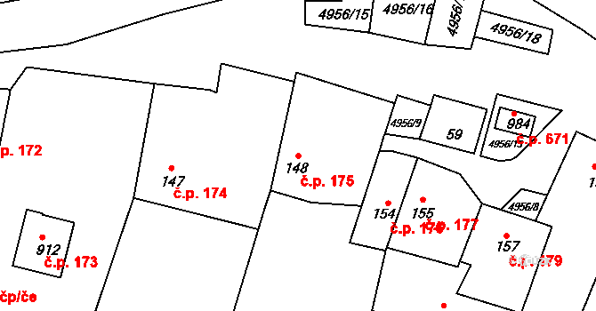 Černovice 175 na parcele st. 148 v KÚ Černovice u Tábora, Katastrální mapa