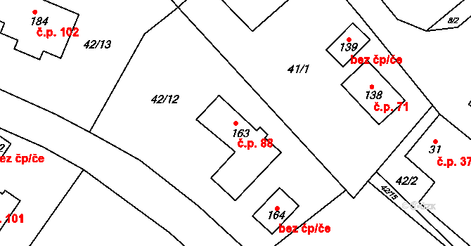 Putimov 88 na parcele st. 163 v KÚ Putimov, Katastrální mapa