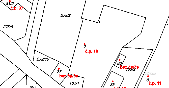 Hostišovice 10, Bělčice na parcele st. 7 v KÚ Hostišovice, Katastrální mapa