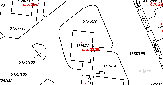 Louny 2226 na parcele st. 3175/83 v KÚ Louny, Katastrální mapa