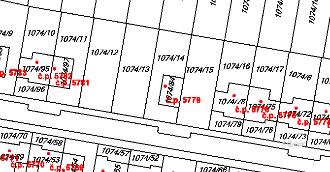 Jihlava 5778 na parcele st. 1074/84 v KÚ Jihlava, Katastrální mapa
