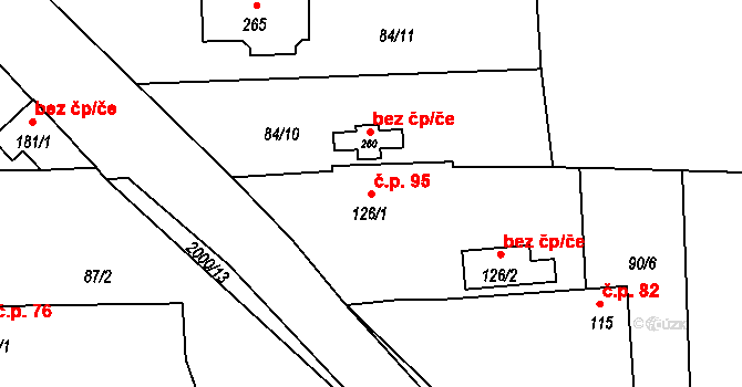 Drahotěšice 95 na parcele st. 126/1 v KÚ Drahotěšice, Katastrální mapa