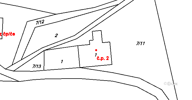 Rejdice 2, Kořenov na parcele st. 1 v KÚ Rejdice, Katastrální mapa
